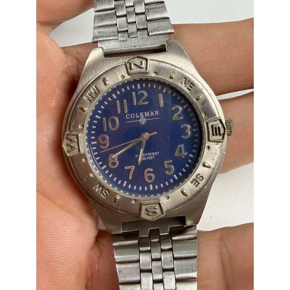 Coleman 40-767 Men’s Blue Dial Quartz Watch 39.2mm Fresh Battery Working